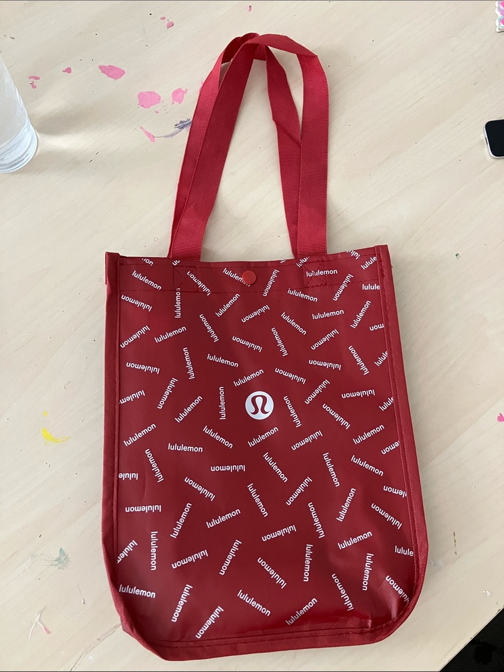 lululemon athletica Red Logo Repeating-Print Tote